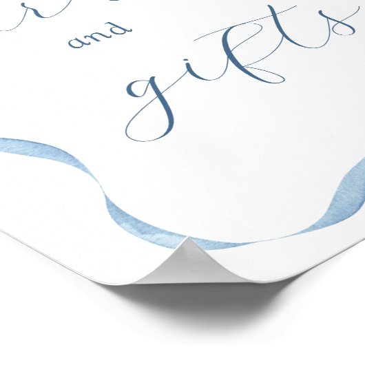 Blauwe strik en lint Kaarten en geschenken teken Poster (Hoek)