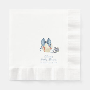 Blauwe Strik Fopspeen Honkbal Sport Baby Shower Servet