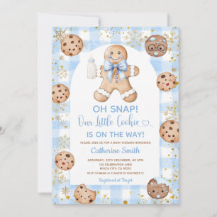 Blauwe Strik Gengembre Kerstmis Baby Shower Gingha Kaart