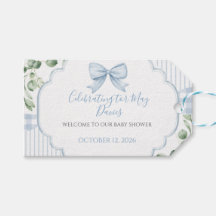 Blauwe Strik Gingham Groene Baby Shower