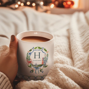 Blauwe Strik Kust Kerstmis Nautilus Monogram Koffiemok