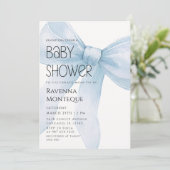 Blauwe Strik Minimaal Elegante Persoonlijke Baby S Kaart (Staand voorkant)