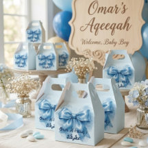 blauwe strik moslim baby jongen aqeeqah
