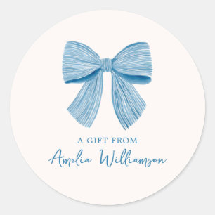 Blauwe Strik Persoonlijke Klassieke Preppy Cadeau Ronde Sticker
