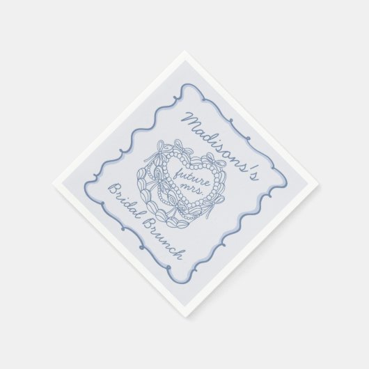 Blauwe Strik Retro Hart Coquette Cake Bruids Brunc Servet (Hoek)