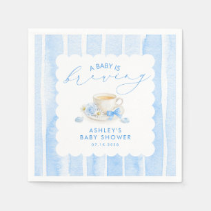 Blauwe Strik Thee Baby Is Brouwend Jongens Baby Sh Servet