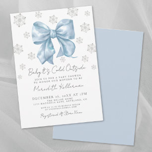 Blauwe strik Winter Jongen Baby Borrel Kaart