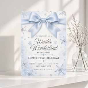 Blauwe Strik Winter Wonderland Kaart