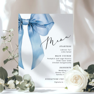 Blauwe strik Ze knoopt de knoop Menu