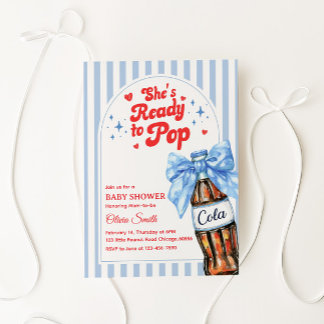 Blauwe Strik Ze Staan Op Springen Baby Shower Uitn Kaart