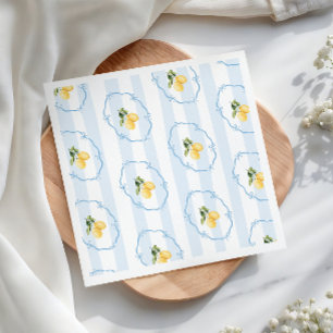Blauwe Strikken Gele Citroen Baby Shower Servet