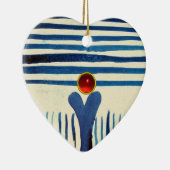 BLAUWE STRIPES EN RODE RUBY HEART KERAMISCH ORNAMENT (Rechts)