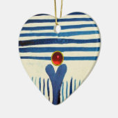 BLAUWE STRIPES EN RODE RUBY HEART KERAMISCH ORNAMENT (Links)