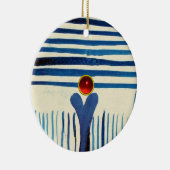 BLAUWE STRIPES EN RODE RUBY KERAMISCH ORNAMENT (Rechts)