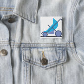 blauwe strook vierkante button 5,1 cm (In situ)