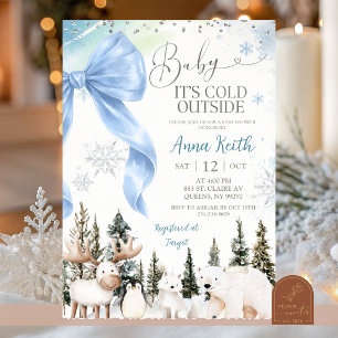 BLAUWE STROOK Winter Arctische Dieren Baby Shower Kaart