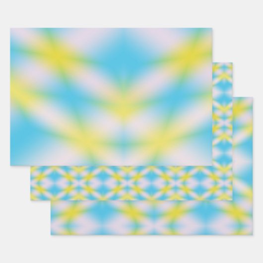 Blauwe stropdas kleurstofverlooppatroon inpakpapier vel (Set)