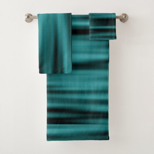 Blauwe structuur met zwarte golven bad handdoek (Insitu)