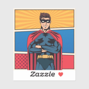 Blauwe superheld sticker