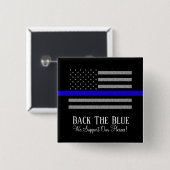 BLAUWE SUPPORT POLITIE 2 INCH SQUARE BUTTON (Voorkant /achterkant)