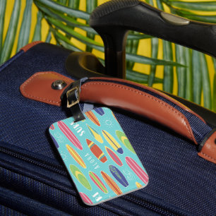 Blauwe Surfplank Bagagelabel