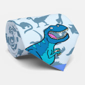 Blauwe T-rex Stropdas (Opgerold)