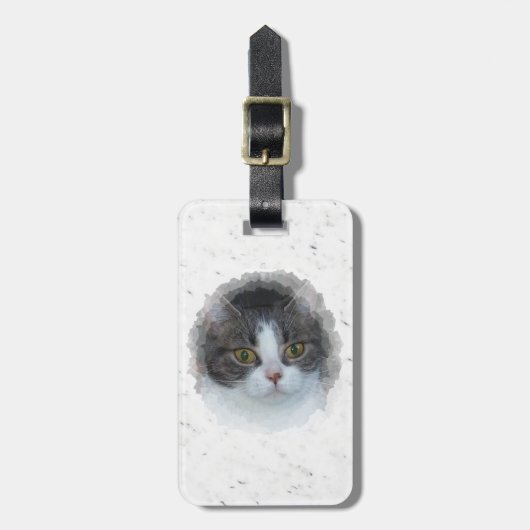 Blauwe tabby en wit bagagelabel (Voorkant verticaal)