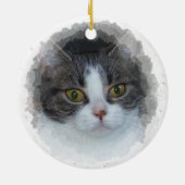 Blauwe tabby en wit keramisch ornament (Achterkant)