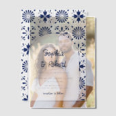 Blauwe Talavera Mexicaanse bruiloft Vellum Uitnodigingen (Offset (Koppel))