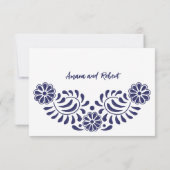 BLAUWE TALAVERA MEXICAANSE RSVP-KAART (Achterkant)