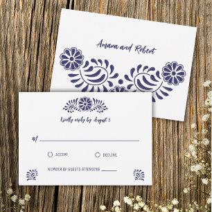 BLAUWE TALAVERA MEXICAANSE RSVP-KAART