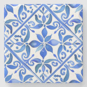 Blauwe Talavera Spaanse tegeltjes huwelijksgunsten Stenen Onderzetter (Voorkant)