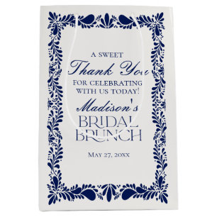Blauwe Talavera Tegel Fiesta Bruids Brunch Favorab Medium Cadeauzakje