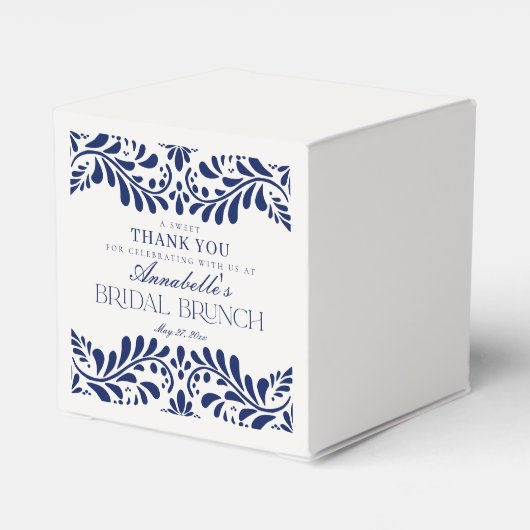 Blauwe Talavera-tegel Spaanse Fiesta Bruidsbrunch Bedankdoosjes (Achterkant)