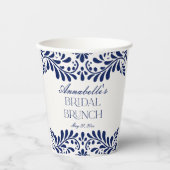 Blauwe Talavera Tegel Spaanse Fiesta Bruidsbrunch Papieren Bekers (Voorkant)