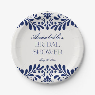 Blauwe Talavera-tegel Spaanse Fiesta Bruidsdouche Papieren Bordje