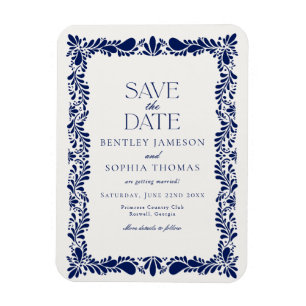 Blauwe Talavera-tegel Spaanse Fiesta Save the Date Magneet