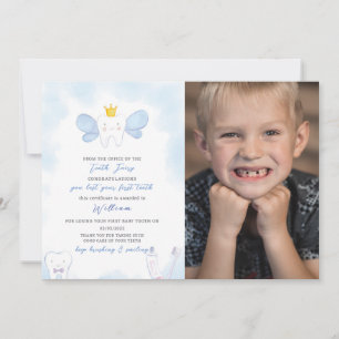 Blauwe Tand Fairy Letter Met Foto Kaart
