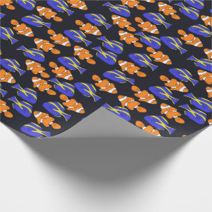 Blauwe Tang en clownvis oceaankunst Cadeaupapier