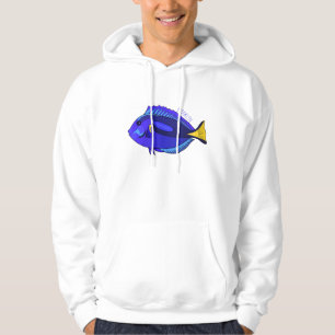 Blauwe tang vis cartoon illustratie hoodie