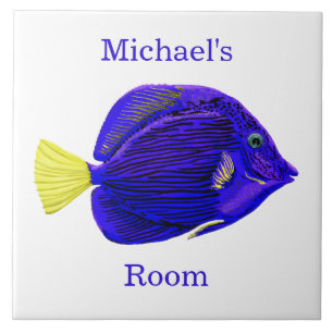 Blauwe Tang Vis Kamer Tegeltje