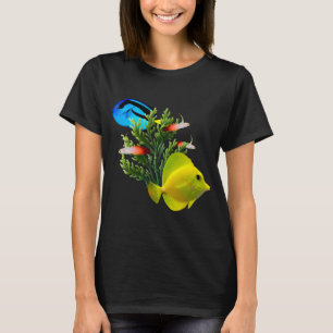 Blauwe Tangen Gele Tangen Vuurvis Zoutwater Rif Aq T-shirt