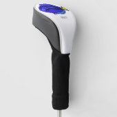 Blauwe tangvis cartoon illustratie golfheadcover (Schuin)
