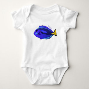 Blauwe tangvis cartoon illustratie romper