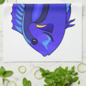 Blauwe tangvis cartoon illustratie theedoek (Gevouwen)