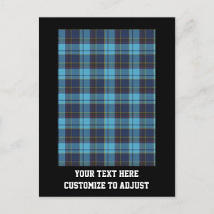 Blauwe tartan plaid briefkaart