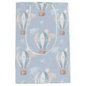 Blauwe Taupe luchtballonnen sterren wolken jongens Medium Cadeauzakje (Voorkant)
