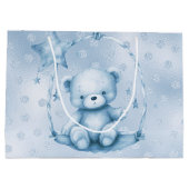 Blauwe Teddy Bear Gift Bag Groot Cadeauzakje (Achterkant)