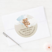 Blauwe Teddy Bear met ballonnen Ronde Sticker (Envelop)