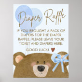 Blauwe Teddy we kunnen bijna wachten Baby shower l Poster (Voorkant)